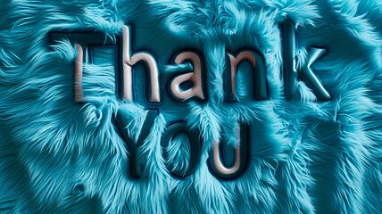 Image showing Blue Fur Thank you concept creative art poster.