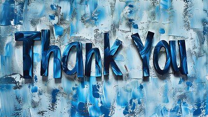 Image showing Blue Glossy Surface Thank you concept creative art poster.