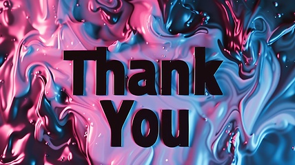 Image showing Black Glossy Surface Thank you concept creative art poster.