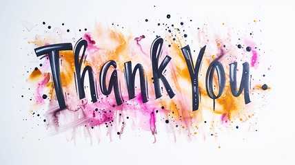 Image showing Words Thank You created in Brush Calligraphy.