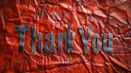 Image showing Glossy Leather Thank you concept creative art poster.