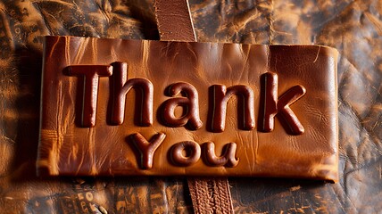 Image showing Glossy Leather Thank you concept creative art poster.