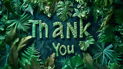 Image showing Green Thank you concept creative art poster.