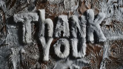 Image showing Grey Fur Thank you concept creative art poster.