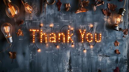 Image showing Grey LED Thank you concept creative art poster.