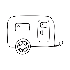 Image showing Icon Of Camping Family Caravan Car