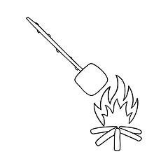 Image showing Iicon Of Camping Fire With Marshmallow