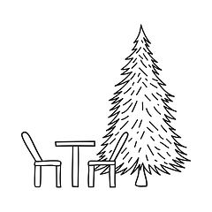 Image showing Icon Of Park Seat And Pine Tre