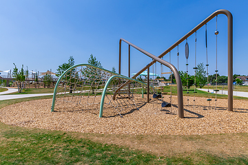 Image showing Large public city playground, panorama of modern urban area