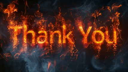 Image showing Fire Thank you concept creative art poster.