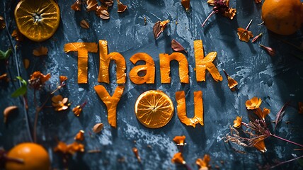 Image showing Orange Thank you concept creative art poster.