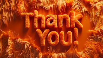 Image showing Orange Fur Thank you concept creative art poster.