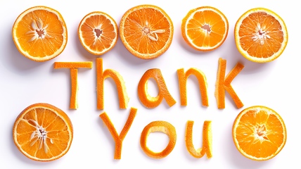 Image showing Words Thank You created in Orange Typography.