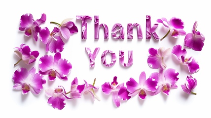 Image showing Words Thank You created in Orchid Petal Letters.