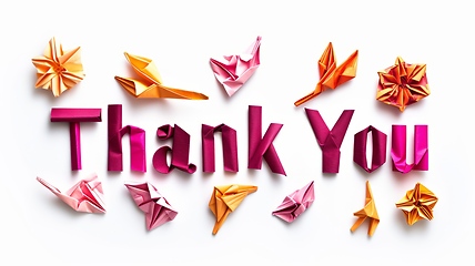 Image showing Words Thank You created in Origami Lettering.