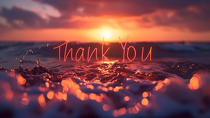 Image showing Sunset Thank you concept creative art poster.