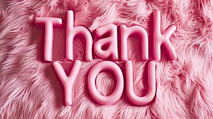 Image showing Pink Fur Thank you concept creative art poster.