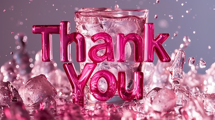 Image showing Pink Glass Thank you concept creative art poster.