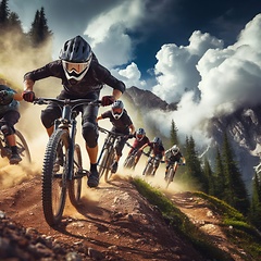 Image showing rough downhill mountain bike racing