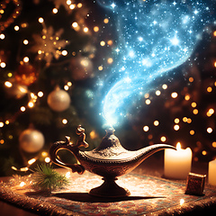 Image showing magical genie lamp at christmas time