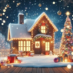 Image showing classic snow covered house at christmas