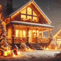 Image showing classic snow covered house at christmas