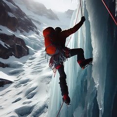 Image showing ice climbing extreme sport