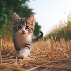 Image showing cute little kitten exploring and prowling