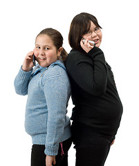 Image showing Two Girl On Their Cell Phones