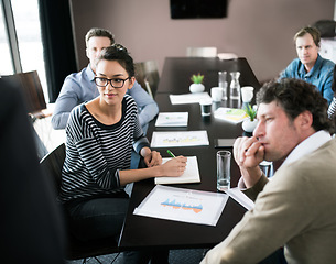 Image showing People, strategy and discussion with workshop, meeting and collaboration for small business conference. Employee, startup and planning for teamwork, coaching and partnership for workforce project