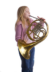 Image showing Girl Playing Horn