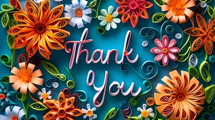 Image showing Quilling Paper Art Thank you concept creative art poster.