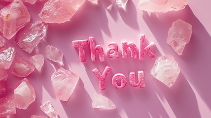 Image showing Rose Quartz Crystal Thank you concept creative art poster.