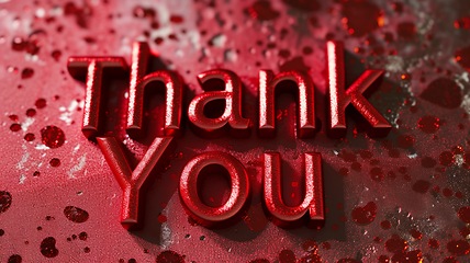 Image showing Red Glossy Surface Thank you concept creative art poster.