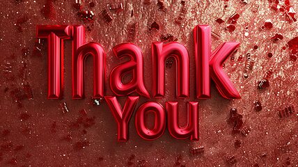 Image showing Red Glossy Surface Thank you concept creative art poster.