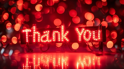 Image showing Red LED Thank you concept creative art poster.