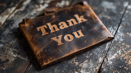 Image showing Rustic Leather Thank you concept creative art poster.