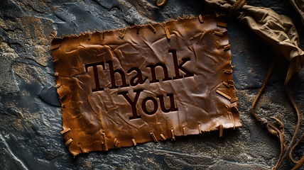 Image showing Rustic Leather Thank you concept creative art poster.