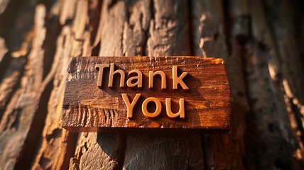 Image showing Wooden Oak Thank you concept creative art poster.