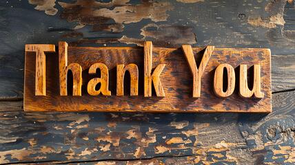 Image showing Wooden Teak Thank you concept creative art poster.