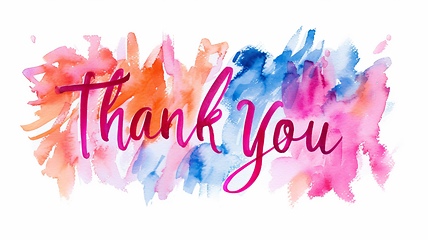 Image showing Words Thank You created in Watercolor Calligraphy.