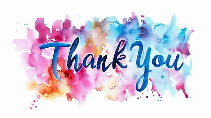 Image showing Words Thank You created in Watercolor Calligraphy.