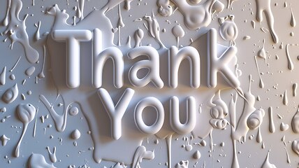 Image showing White Glossy Surface Thank you concept creative art poster.