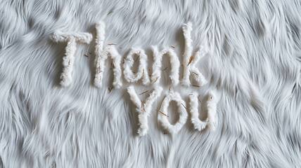 Image showing White Fur Thank you concept creative art poster.