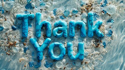 Image showing Turquoise Crystal Thank you concept creative art poster.