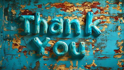 Image showing Turquoise Crystal Thank you concept creative art poster.