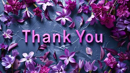 Image showing Violet Glossy Surface Thank you concept creative art poster.