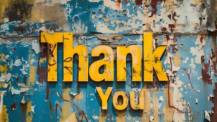 Image showing Yellow Thank you concept creative art poster.