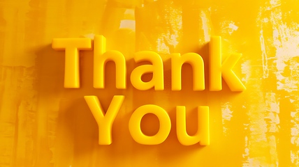 Image showing Yellow Glossy Surface Thank you concept creative art poster.