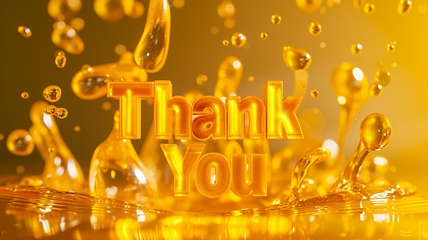 Image showing Yellow Glossy Surface Thank you concept creative art poster.